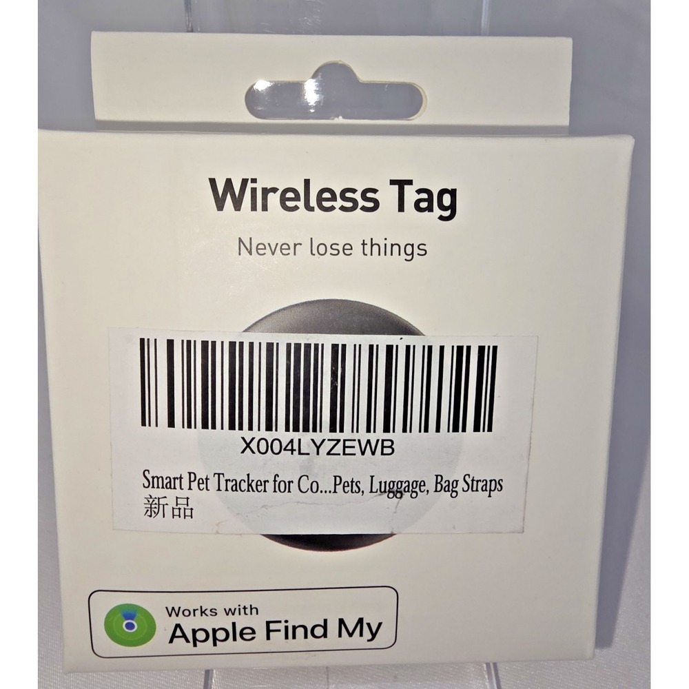 Wireless Bluetooth Tracker Tag Single Pack Works with Apple Find My Black NIB